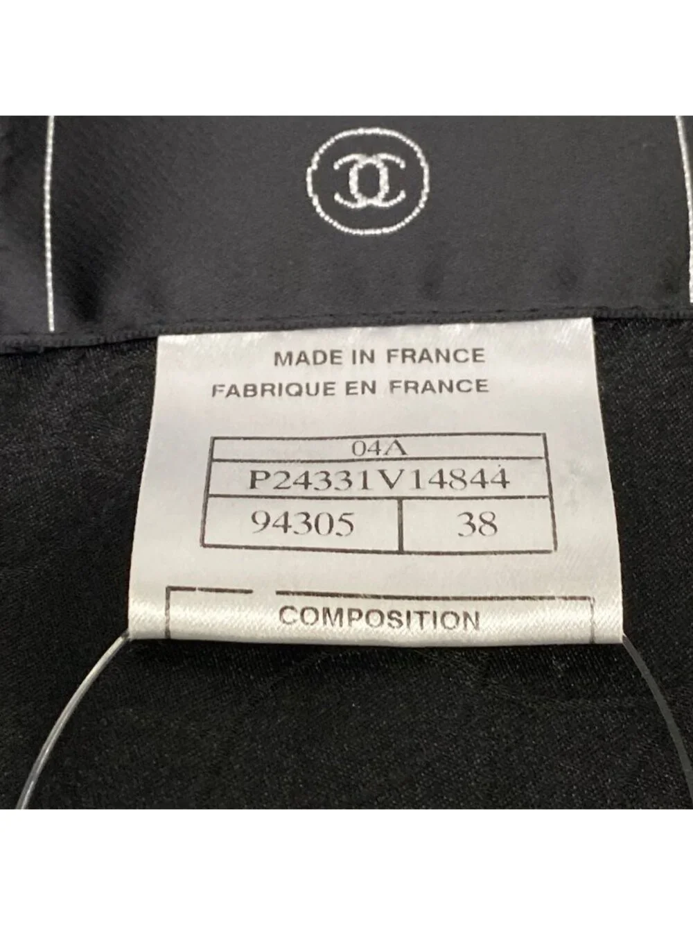 Chanel Jacket M Black CC Logo Button Tweed Long Sleeve Wool